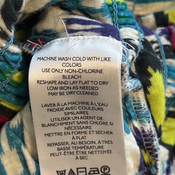 By Anthropologie Smocked Tube Top Size Medium Turquoise Ikat Print Strapless - Picture 6 of 8